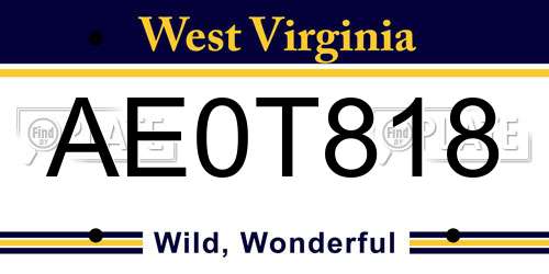 AE0T818 West Virginia License Plate