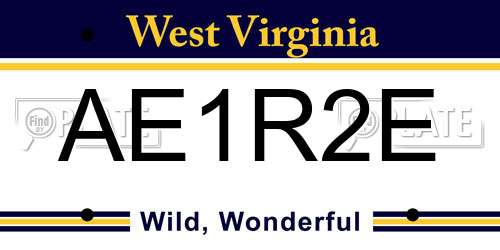 AE1R2E West Virginia License Plate