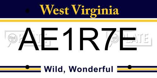 AE1R7E West Virginia License Plate