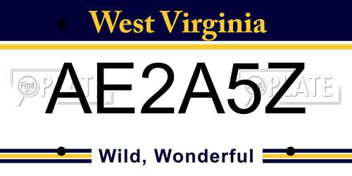 AE2A5Z West Virginia License Plate