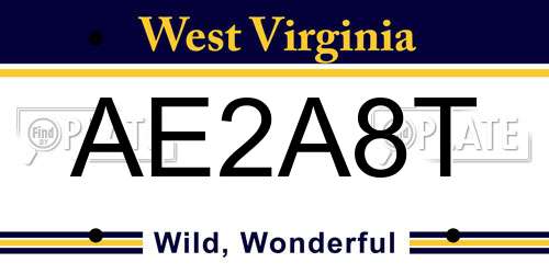AE2A8T West Virginia License Plate