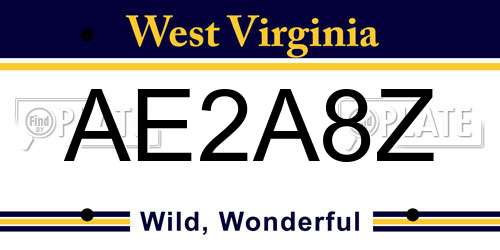 AE2A8Z West Virginia License Plate