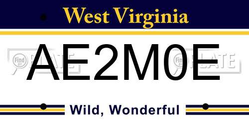 AE2M0E West Virginia License Plate