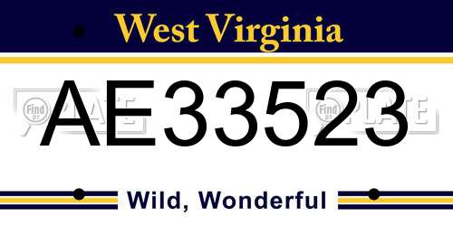 AE33523 West Virginia License Plate