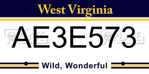 AE3E573 West Virginia License Plate