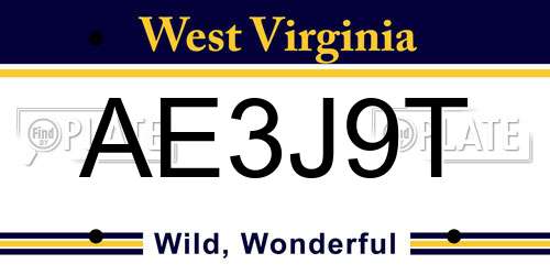 AE3J9T West Virginia License Plate
