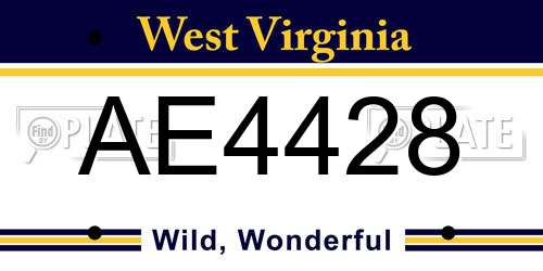 AE4428 West Virginia License Plate