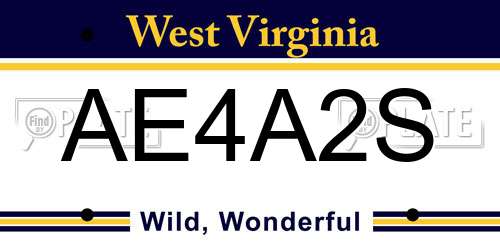 AE4A2S West Virginia License Plate