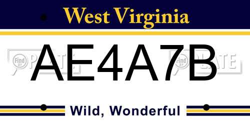 AE4A7B West Virginia License Plate