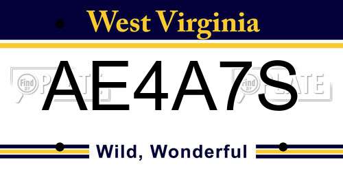 AE4A7S West Virginia License Plate