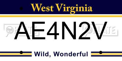 AE4N2V West Virginia License Plate