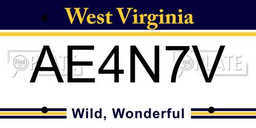 AE4N7V West Virginia License Plate