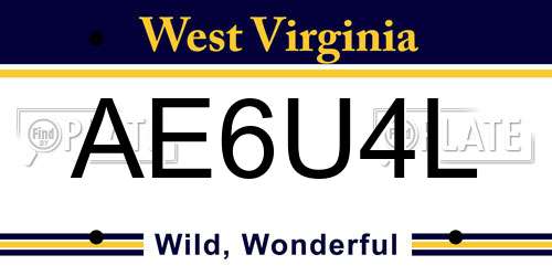 AE6U4L West Virginia License Plate