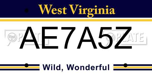 AE7A5Z West Virginia License Plate