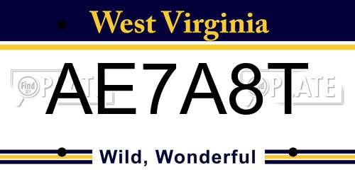 AE7A8T West Virginia License Plate