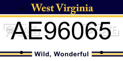 AE96065 West Virginia License Plate
