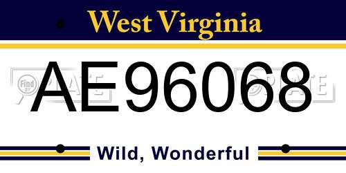 AE96068 West Virginia License Plate