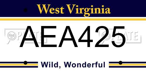 AEA425 West Virginia License Plate