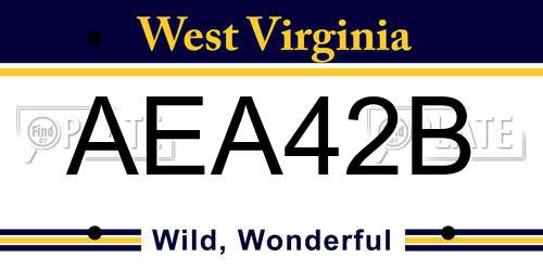 AEA42B West Virginia License Plate