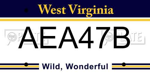 AEA47B West Virginia License Plate