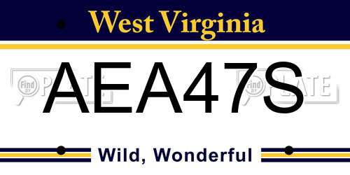AEA47S West Virginia License Plate