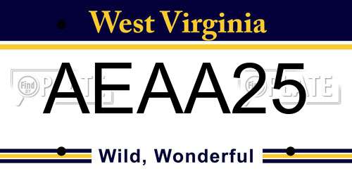 AEAA25 West Virginia License Plate