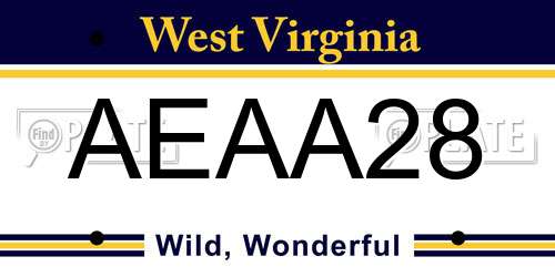 AEAA28 West Virginia License Plate