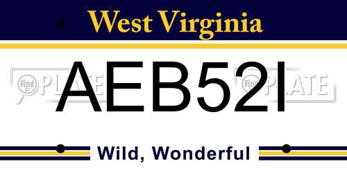 AEB52I West Virginia License Plate