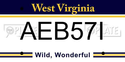AEB57I West Virginia License Plate