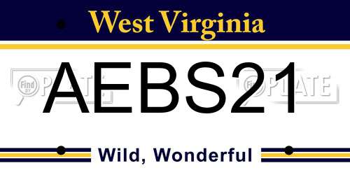 AEBS21 West Virginia License Plate