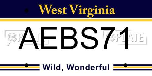AEBS71 West Virginia License Plate