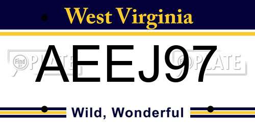 AEEJ97 West Virginia License Plate