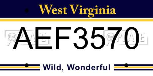 AEF3570 West Virginia License Plate
