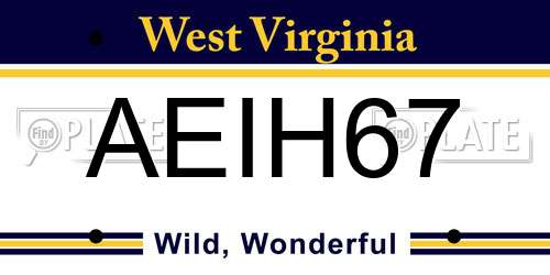 AEIH67 West Virginia License Plate