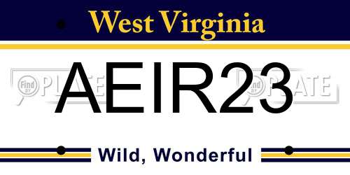 AEIR23 West Virginia License Plate