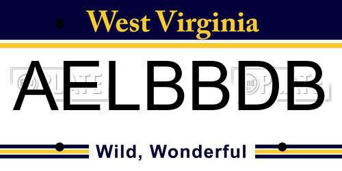 AELBBDB West Virginia License Plate
