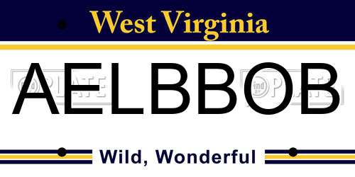 AELBBOB West Virginia License Plate