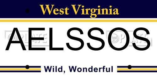 AELSSOS West Virginia License Plate