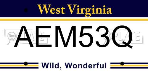 AEM53Q West Virginia License Plate
