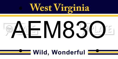 AEM83O West Virginia License Plate