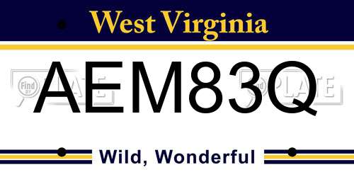 AEM83Q West Virginia License Plate