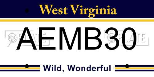AEMB30 West Virginia License Plate