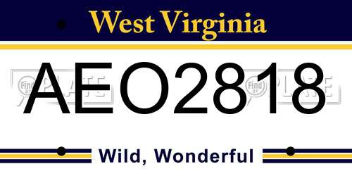 AEO2818 West Virginia License Plate