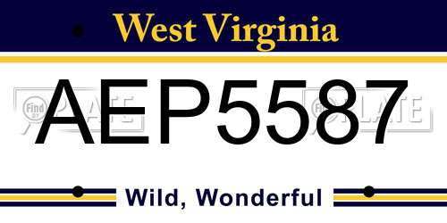 AEP5587 West Virginia License Plate