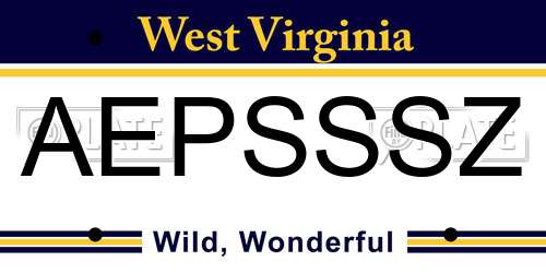 AEPSSSZ West Virginia License Plate