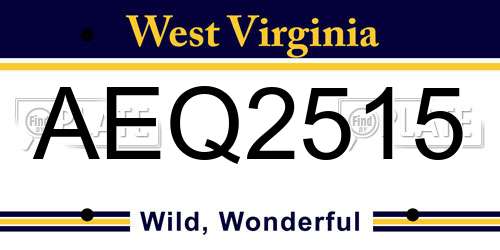 AEQ2515 West Virginia License Plate