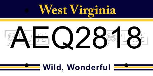 AEQ2818 West Virginia License Plate