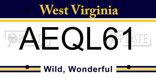 AEQL61 West Virginia License Plate