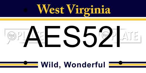 AES52I West Virginia License Plate