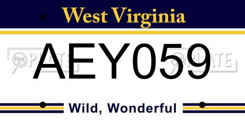 AEY059 West Virginia License Plate